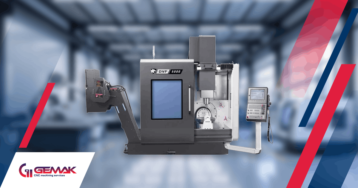 Centro de maquinado CNC de 5 ejes fabricando pieza industrial de precisión